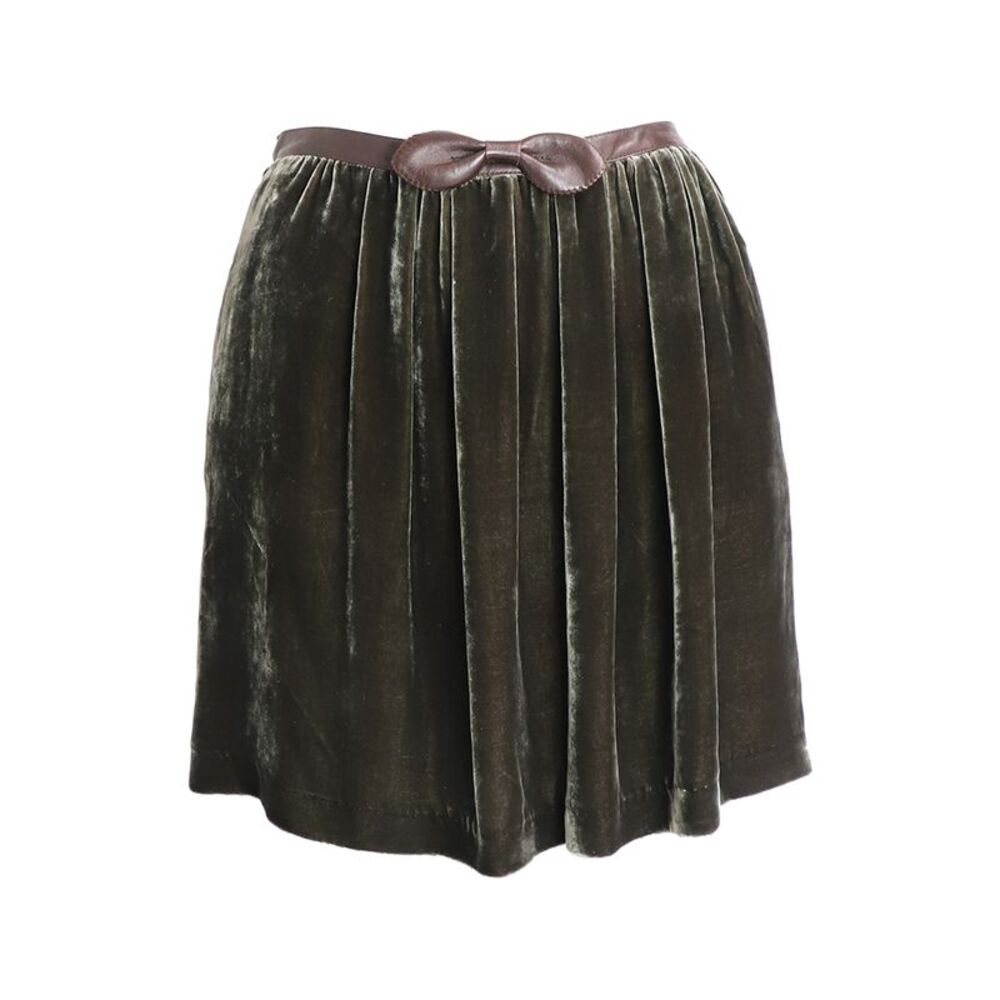 Sandro Paris Velvet Skirt with Bow in Green Viscose - Picture 1 of 5